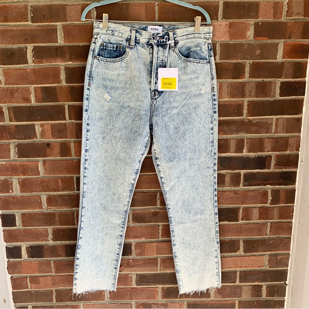Pistola Keaton Acid Wash Static Wave High Rise Slim Straight Jeans Women’s 28 in